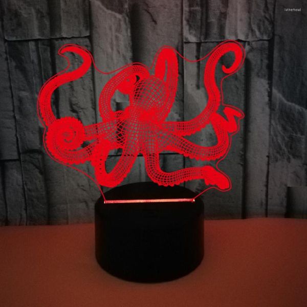 Luces nocturnas, lámpara de mesa remota con pulpo bonito, LED 3D USB para niños, regalos, iluminación para dormir para bebés, decoraciones para el hogar que cambian de 7 colores