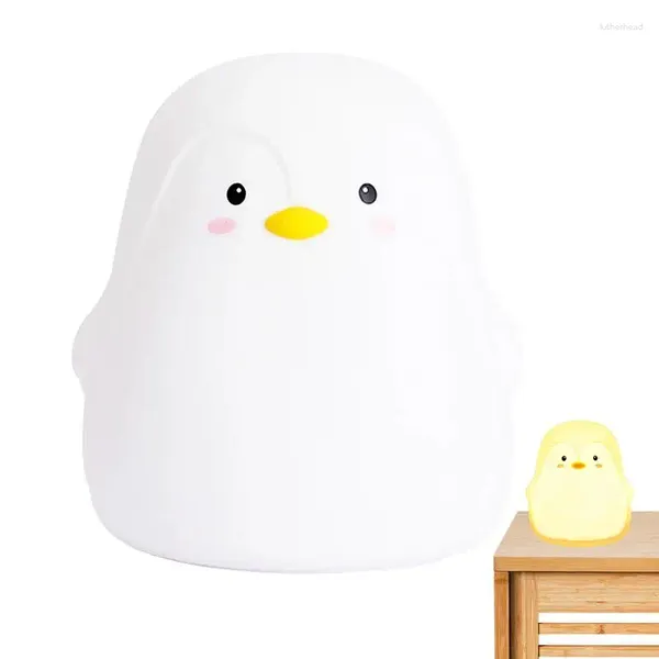 Lumières nocturnes mignon pingouin léger lampe de chambre à coucher LED USB Charge des yeux enfants à côté des cadeaux multicolores rechargeables