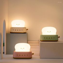 Nachtlichten schattige broodrooster licht USB oplaadbare timer LED -lamp Verstelbare helderheid Slaapkamer Bedside Slaap Verjaardagscadeaus