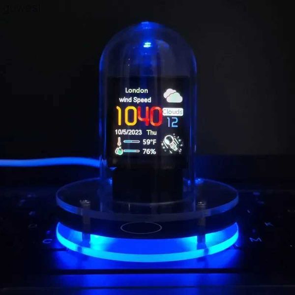 Veilleuses Cyberpunk Style Nixie Tube horloge réseau Wifi intelligent met automatiquement à jour l'ordinateur numérique ornements de bureau veilleuse YQ240112