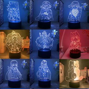 Lumières nocturnes Danganronpa Kokichi Oma Nagito Komaeda lampe à LED 3D pour la chambre d'anime de chambre à coucher de la figure d'anime Avatar Room Decor