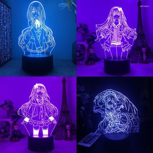 Luces nocturnas Date A Live Yatogami Tohka Tokisaki Kurumi Kotori Itsuka figura de Anime lámpara Led 3d dormitorio Manga Color regalo para niños