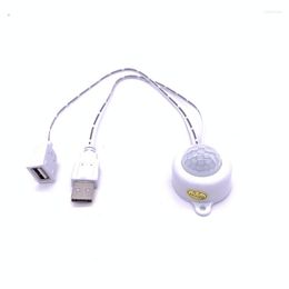 Luces nocturnas DC 5-24V 5A con enchufe USB, interruptor de Sensor de movimiento PIR para tira de LED, lámpara de decoración de habitación infrarroja de cuerpo humano