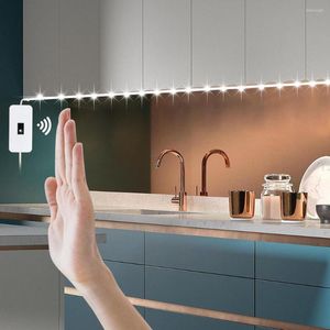 Luces nocturnas DC 5V Lámpara USB Movimiento LED Retroiluminación TV Cocina Tira Barrido manual Ondulación Sensor Luz Diodo Cinta de doble cara