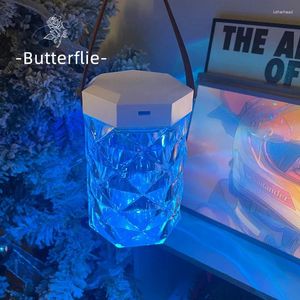 Veilleuses Design Cristal Rose Lampe Tactile Suspendu Coloré À Distance Lumière Avec Batterie Intégrée