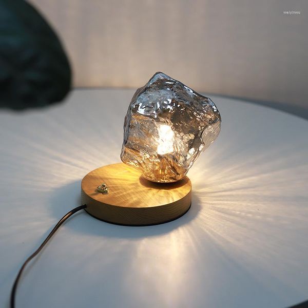 Luces nocturnas de diseñador, lámpara de mesa de bloques de hielo, dormitorio, mesita de noche, pequeño sofá nórdico para sala de estar, atmósfera, pestaña decorativa Retro