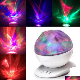 Veilleuses diamant Aurora Borealis projecteur LED lampe d'éclairage couleur changeante 8 humeurs USB lumière avec haut-parleur nouveauté cadeau Drop Deliv Dh4S3