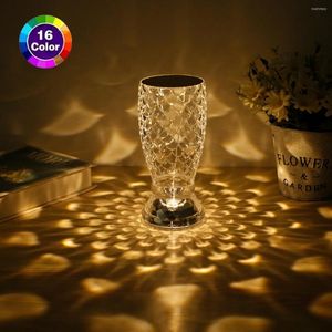 Nachtlichten diamant tafellamp kristal 16 kleurverandering rgb touch light fish schaal vorm usb lading nachtkastje bed