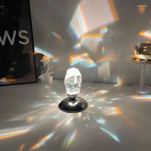 Veilleuses diamant lampe de table cristal lumière USB avec télécommande chevet projecteur romantique atmosphère de luxe lampe de nuit cadeau