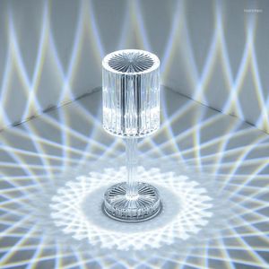 Veilleuses diamant lampe de table tactile gradation acrylique décoration bureau pour chambre chevet cristal luminaires cadeau lumière LED
