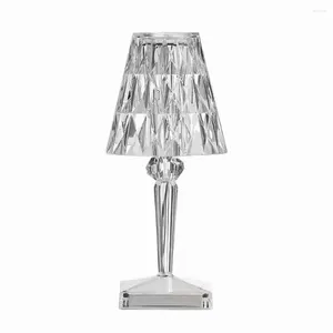Veilleuses diamant lampe de Table USB Rechargeable acrylique décoration lampes de bureau chambre chevet cristal éclairage décor à la maison lumière