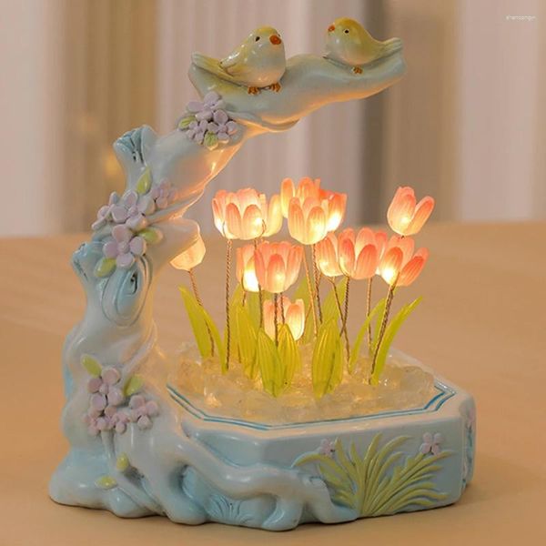Luces de noche DIY Linda luz de flores con batería LED lámpara de tulipán regalo Artificial para niños niña pareja amigos