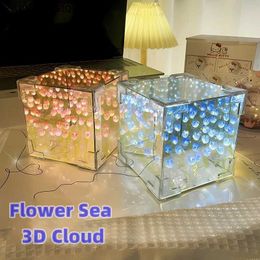 Luces nocturnas DIY Flower Sea 3D Cloud Tulip Led Night Light Mesa Mesa Decoración de la luz Mesa Mesa S2452410