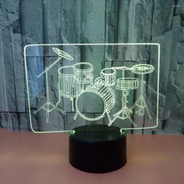 Veilleuses tambour 3d veilleuse colorée tactile Vision lampe à LED cadeaux lumière nouveauté Luminaria enfants