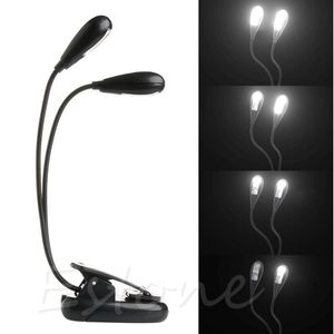 Nachtlichten Dual Flexible Arms 4 LED Clip-on Lamp voor piano Music Stand Book Lezen Licht #20/25WNight Nightnight