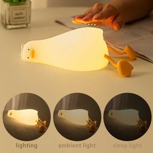 Nachtlichten Duck Nightlights Led Night Light Oplaadbare lamp USB Cartoon Siliconen Kinderen Kid Slaapkamer Decoratie Familie Verjaardagscadeau P230331