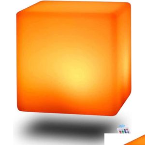 Nachtlichten E 16 -inch LED -kubusstoel Licht met afneembare opladen Draadloze afstandsbediening bij de bijzettafel - 16 RGB kleurstoel voor ADT DHGNP