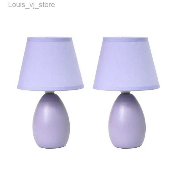 Luces nocturnas Huevo Oval Lámpara de mesa de cerámica 2 Pack Set Púrpura Lampara recargable Luces LED Lámpara de mesita de noche Lámpara de mono Luz de seta Coreano YQ231214