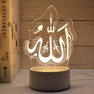 Nachtlichten Eid Mubarak 3D Lamp Acryl LED Nachtlicht Ramadan Decoraties voor thuisslaapkamer Ramadan Kareem Islamitische moslim Eid Al Adha Gift P230331