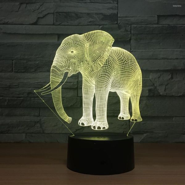 Luces Nocturnas Elefante 3d Lámpara Led De Colores Acrílico Luminaria De Mesa Usb Decoraciones De Navidad Regalo Para La Habitación Del Bebé