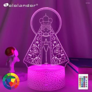 Veilleuses Est 3D lumière LED notre dame Aparecida pour la décoration de l'église cadeau Cool foi Usb lampes de table alimentées par batterie