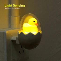 Veilleuses prise ue 220V, prise murale, capteur de lumière LED, mignon canard jaune, lampe de chambre à coucher, cadeau pour enfants