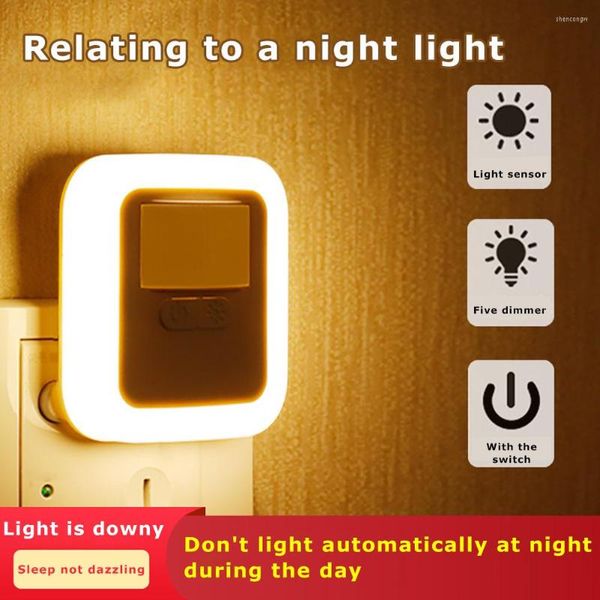 Veilleuses EU Plug In Light Dimmable Capteur de mouvement Lampe LED sans fil pour bébé enfants Chevet Chambre Couloir Éclairage