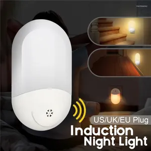 Veilleuses EU Plug blanc chaud LED capteur de mouvement PIR lumière intelligente AC 100-240V pour salle de bain maison lampe éclairage ampoule goutte