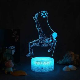 Veilleuses Fan de la Coupe d'Europe Le But de Football Cool Action Barbe Veilleuse Pour La Maison Saint Valentin Panneau LED Lumières 3D Lampe YQ240207