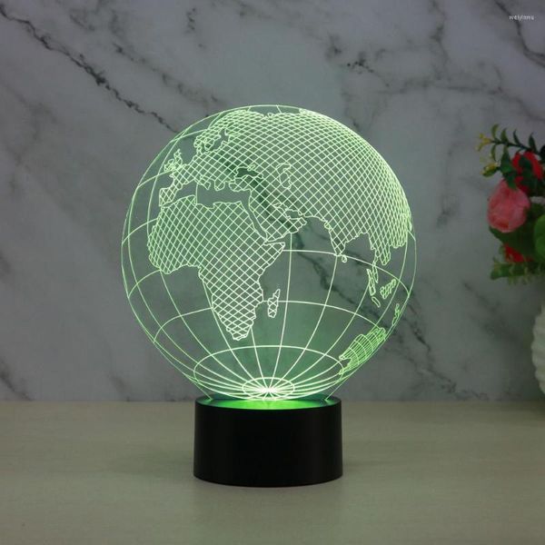 Veilleuses Globe Européen 3D Petite Lumière Tactile Télécommande Décorative Cadeau Atmosphère Lampe Colorée