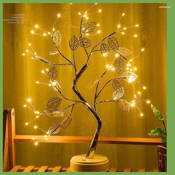 Guirlande lumineuse féerique de noël, Mini arbre de noël, guirlande en fil de cuivre, lampe de Table pour chambre d'enfant, décor de Bar