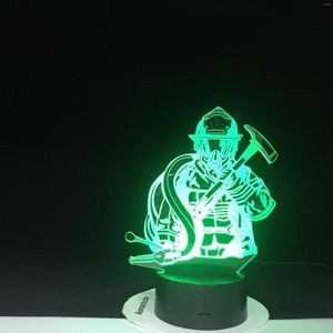 Veilleuses Pompier 3D LED Modélisation USB Creative Pompier Lampe De Table Décor À La Maison 7 Couleurs Changeant Sommeil Éclairage Enfants Cadeaux