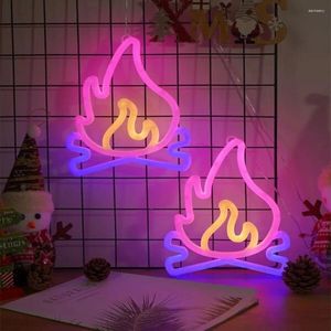 Veilleuses flamme feu néon signe Logo mur LED suspendu décoration lampe veilleuse pour chambre Bar boutique fête anniversaire vacances