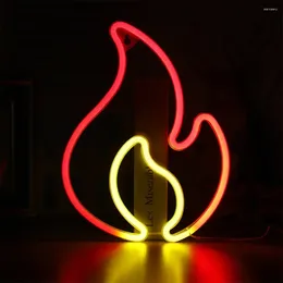 Veilleuses flamme néon pour décoration murale, batterie, panneaux Led alimentés par USB, illuminent la maison, chambre d'enfants, Bar, noël, fête de mariage