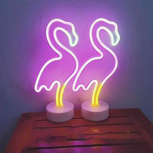 Nachtlichten Flamingo Led Lights Neon Licht teken Slaapkamer Decor Neon Sign Night Lamp voor kamers Wall Art Bar Party USB of Battery Powered P230331