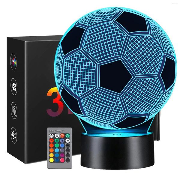 Night Lights Football Gifts para niños Niñas Niñas Linkax 3D Ilusión Luz con 16 colores Cambiar el cumpleaños de control remoto