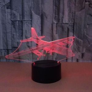 Veilleuses commerce extérieur avion 3d lumière Led acrylique à distance 7 changement de couleur chambre d'enfants Luminaria De Mesa lampe