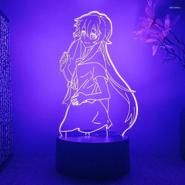 Luces nocturnas Diario Futuro yuno Gasai Figura 3D Lámpara LED para el dormitorio manga mirai nikki decoración de la sala de lava regalos para niños