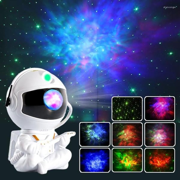 Veilleuses galaxie ciel étoilé projecteur lumière LED astronaute lampe étoile Rotation plafond décoration pour chambre décor cadeau 166P