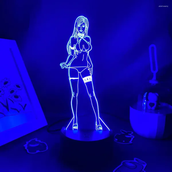 Night Lights Game Final Fantasy Tifa Lockhart 3d LED Touch Regalos de cumpleaños para amigos Mesa de juegos de juego Decoración colorida Lámpara de lava