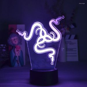 Night Lights Game Razer Blade Logo 3D Illusie Lamp Nieuwheid Geschenk voor Gamer vriendjes Hologram Visuele LED Sensor Room Deco