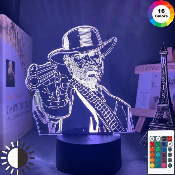Veilleuses jeu Red Dead Redemption 2 cadeau acrylique 3d lampe pour décoration de chambre veilleuse RDR2 Arthur Morgan Figure enfants lumière LED
