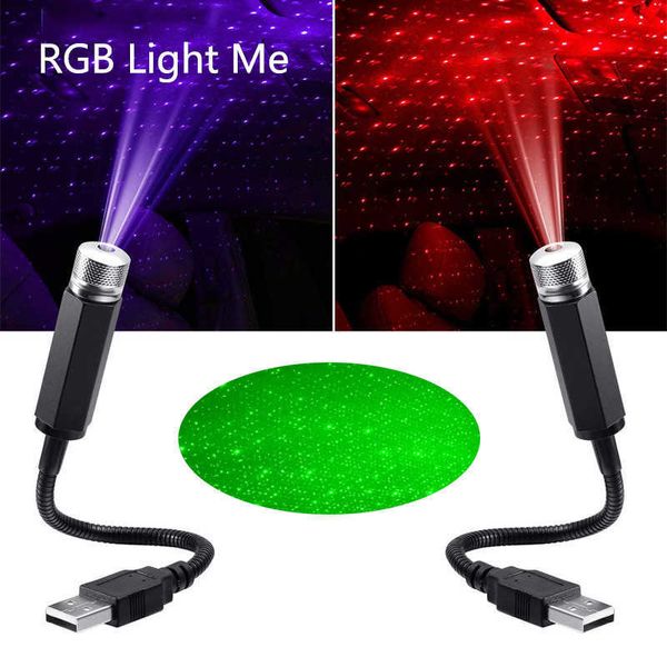 Veilleuses Voiture générale romantique LED ciel étoilé veilleuse 5V USB alimenté toit de voiture galaxie étoile projecteur lampe atmosphère lampe fête décor P230331