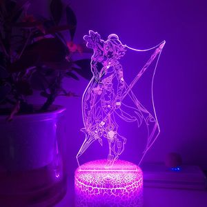 Nachtverlichting Genshin Impact 3d Led Lamp Slaapkamer Manga Anime Figuur Acryl Portret Kamer Decor Lampara De Noche Dormitorio LuceNightNight