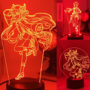 Veilleuses Genshin Impact LED Anime Manga Figure Lampe de table 3D Nouveauté Illusion Intérieur Chambre Fête Décor Indie Adulte Enfant Cadeau