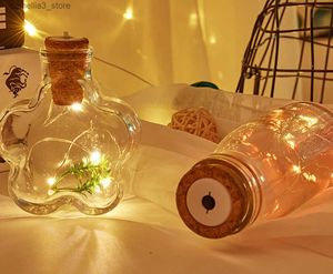 Veilleuses fille coeur INS vent cadeau d'anniversaire en plastique lampe à LED chaîne ing bouteille artisanat veilleuse Q231114