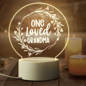 Luces nocturnas Regalos para abuela Luz nocturna Acrílico grabado personalizado Lámpara de noche USB 3D Regalo de cumpleaños de Acción de Gracias de Navidad para abuela P230331