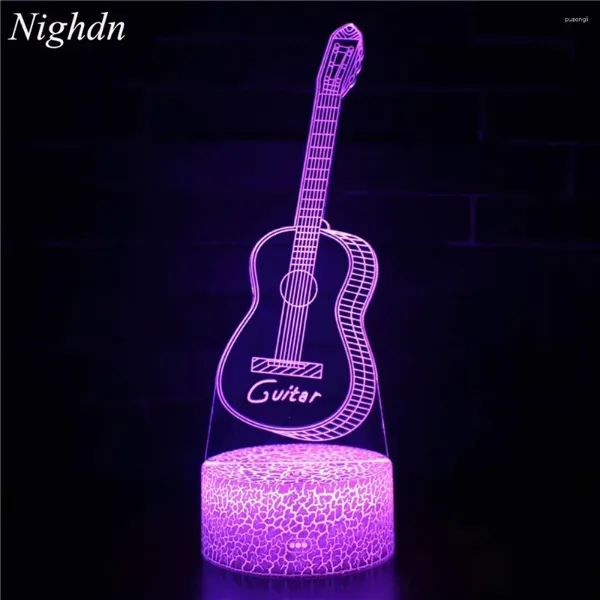 Luces nocturnas guitarra 3d lámparas LED para niños lámparas de mesilla