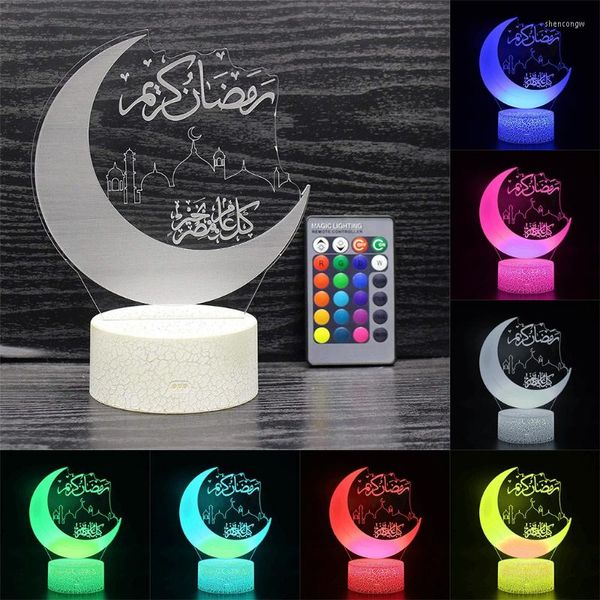 Veilleuses H7JB Eid Mubarak Crescent Pattern Lampe tactile de bureau avec télécommande Chambre