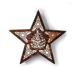 Nachtlichten H7JB Ramadan Festival LED STAR HOUTEN MULL LICHT Elegante Decoratie Eid Home